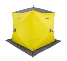 Палатка зимняя утепл. Куб Premium 2,1х2,1 желтый/серый (HS-WSCI-P-210YG) Helios