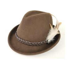 Тирольская шляпа фетровая с пером коричневая