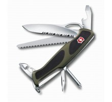 Нож перочинный Victorinox Ranger Grip 12 функций черно-зеленый (0.9663.MWC4)