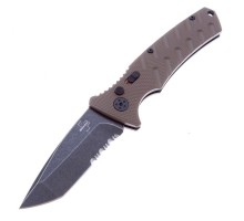 НОЖ СКЛАДНОЙ BOKER PLUS STRIKE TANTO PS СТАЛЬ AUS-8 РУКОЯТЬ COYOTE ALUMINIUM